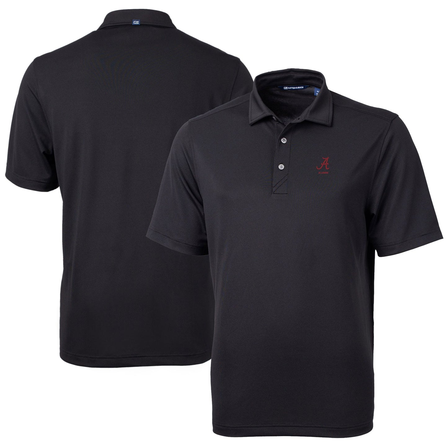 Men's Cutter & Buck  Black Alabama Crimson Tide Alumni Logo Virtue Eco Pique Recycled Polo