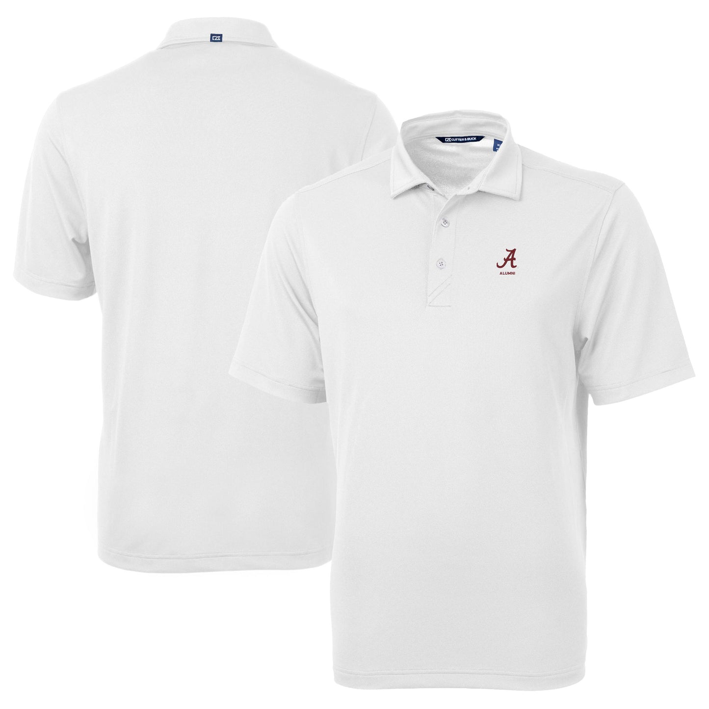 Men's Cutter & Buck  White Alabama Crimson Tide Alumni Logo Virtue Eco Pique Recycled Polo