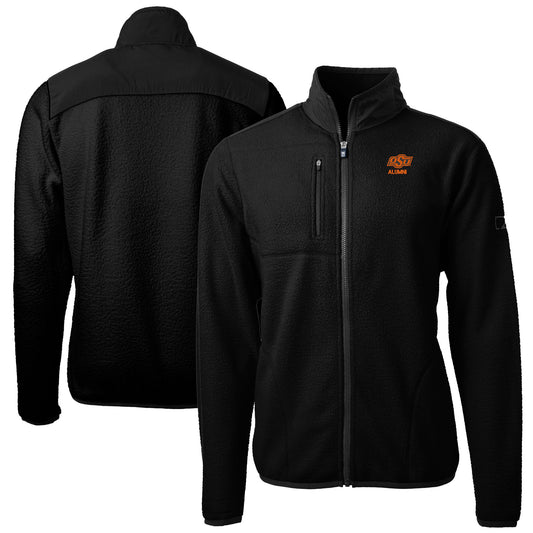 Men's Cutter & Buck  Black Oklahoma State Cowboys Alumni Logo Cascade Eco Sherpa Fleece Full-Zip Jacket