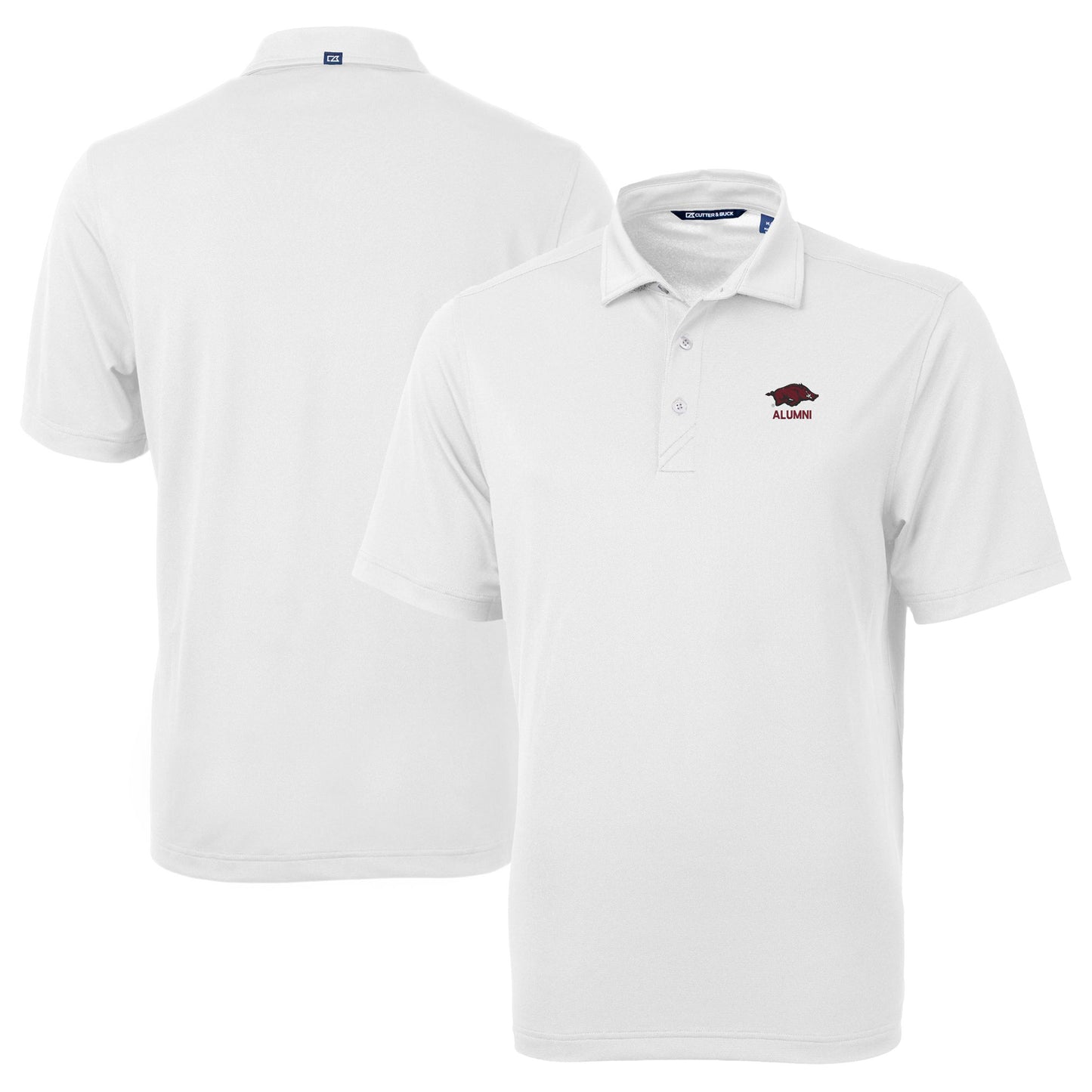 Men's Cutter & Buck  White Arkansas Razorbacks Alumni Logo Virtue Eco Pique Recycled Polo