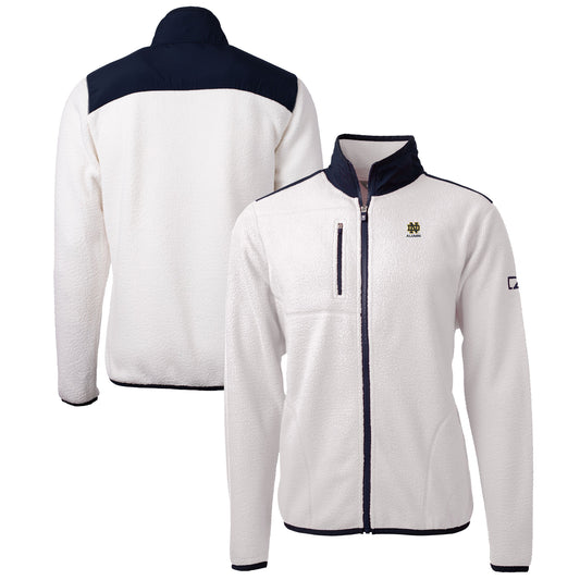 Men's Cutter & Buck  Oatmeal Notre Dame Fighting Irish Alumni Logo Cascade Eco Sherpa Fleece Full-Zip Jacket