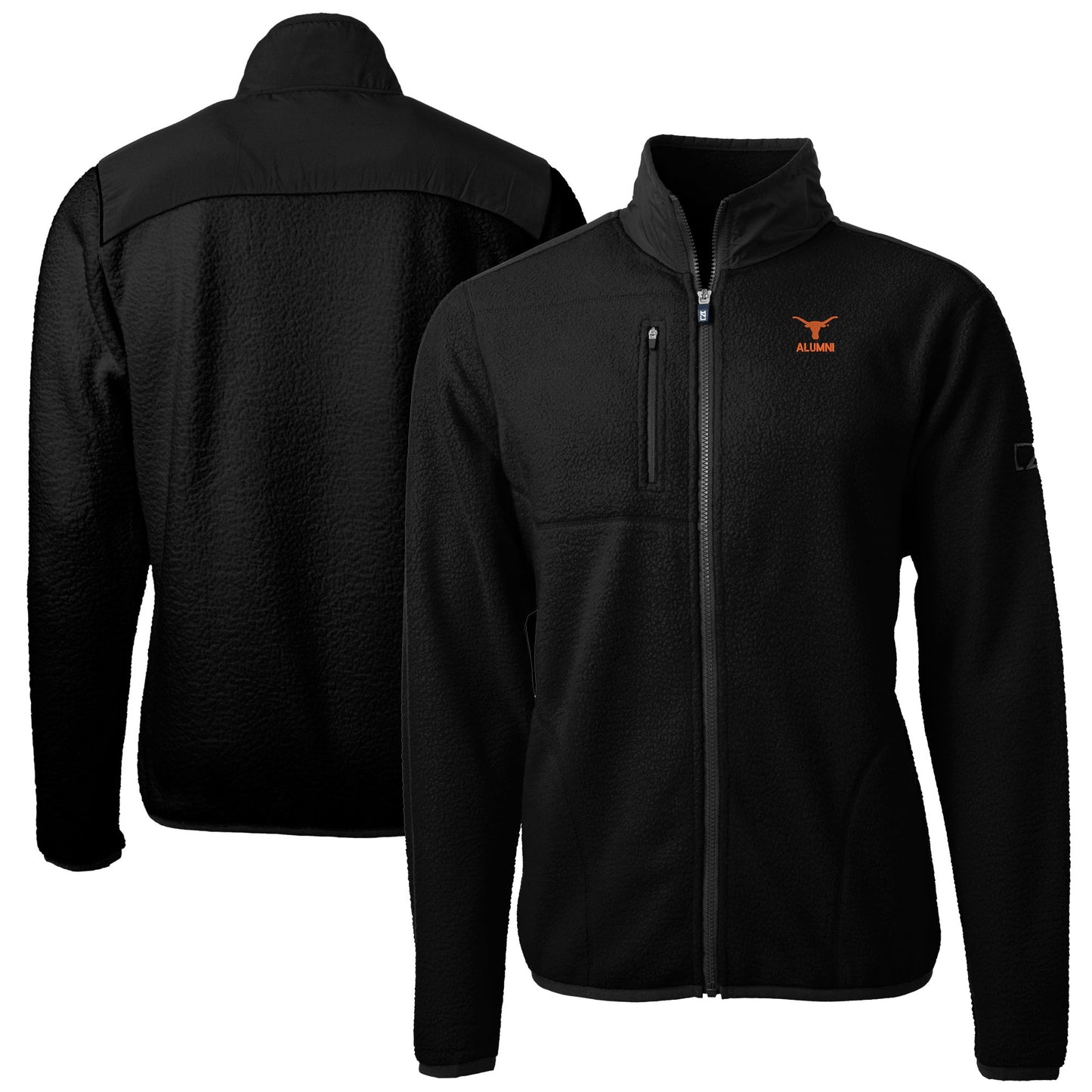 Men's Cutter & Buck  Black Texas Longhorns Alumni Logo Cascade Eco Sherpa Fleece Full-Zip Jacket