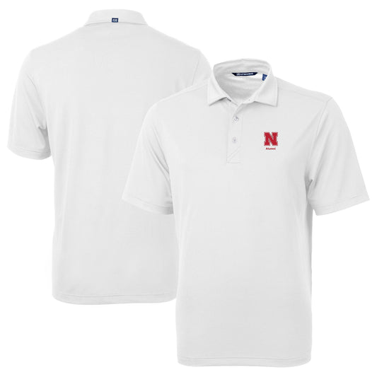 Men's Cutter & Buck  White Nebraska Huskers Alumni Logo Virtue Eco Pique Recycled Polo