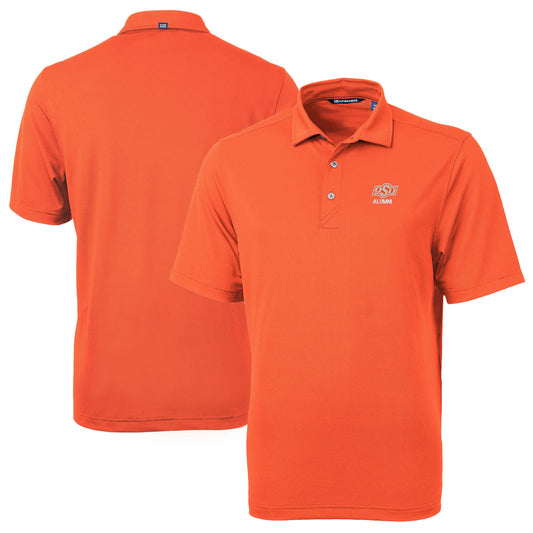 Men's Cutter & Buck  Orange Oklahoma State Cowboys Alumni Logo Virtue Eco Pique Recycled Polo