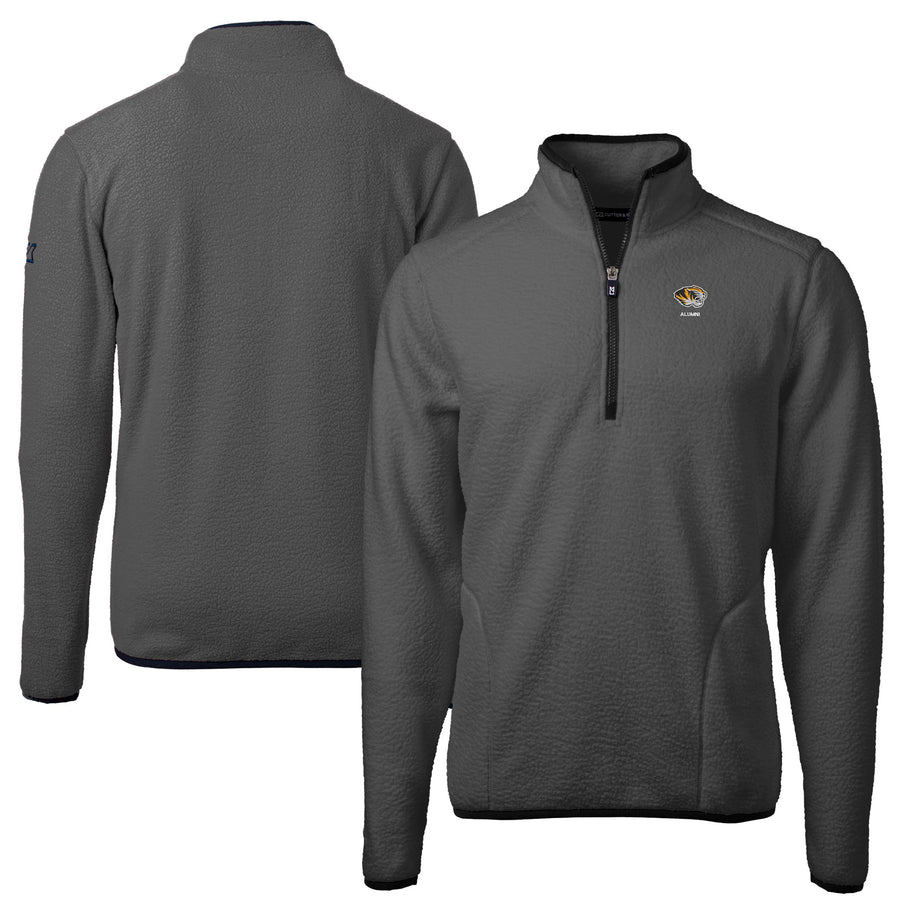 Men's Cutter & Buck  Gray Missouri Tigers  Cascade Eco Sherpa Fleece Quarter-Zip Pullover Jacket
