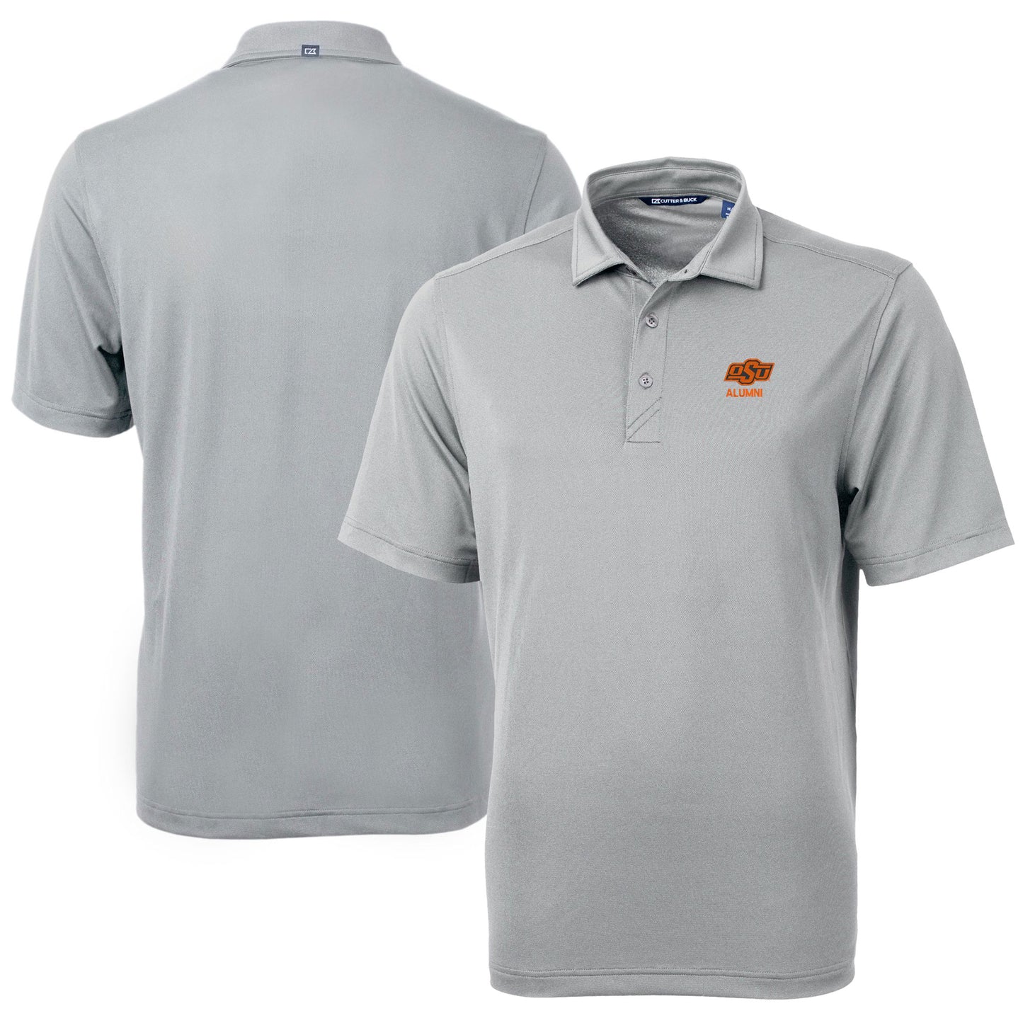 Men's Cutter & Buck  Gray Oklahoma State Cowboys Alumni Logo Virtue Eco Pique Recycled Polo