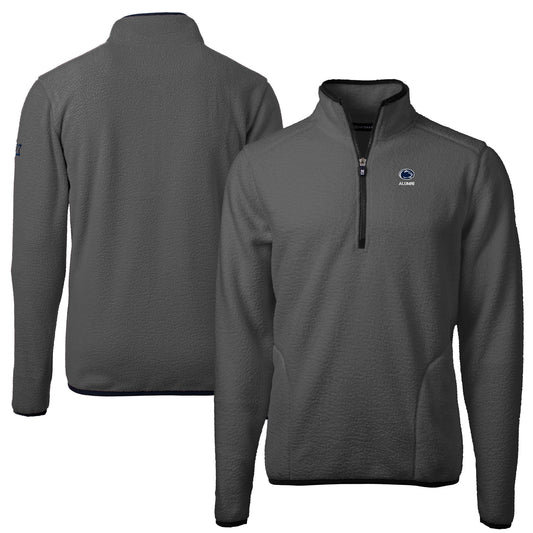 Men's Cutter & Buck  Gray Penn State Nittany Lions Alumni Logo Cascade Eco Sherpa Fleece Quarter-Zip Pullover Jacket