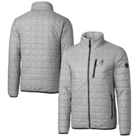 Men's Cutter & Buck  Gray Alabama Crimson Tide Alumni Logo Rainier PrimaLoft Eco Insulated Full-Zip Puffer Vest