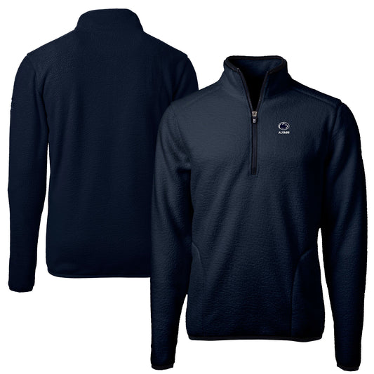 Men's Cutter & Buck  Navy Penn State Nittany Lions Alumni Logo Cascade Eco Sherpa Fleece Quarter-Zip Pullover Jacket