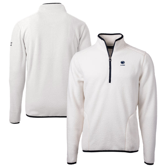 Men's Cutter & Buck  Oatmeal Penn State Nittany Lions Alumni Logo Cascade Eco Sherpa Fleece Quarter-Zip Pullover Jacket