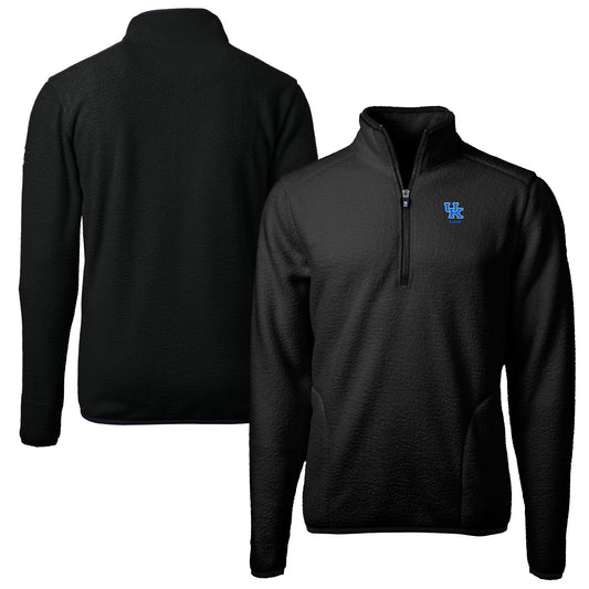 Men's Cutter & Buck  Black Kentucky Wildcats Alumni Logo Cascade Eco Sherpa Fleece Quarter-Zip Pullover Jacket