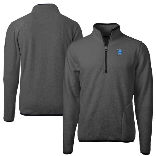 Men's Cutter & Buck  Gray Kentucky Wildcats Alumni Logo Cascade Eco Sherpa Fleece Quarter-Zip Pullover Jacket