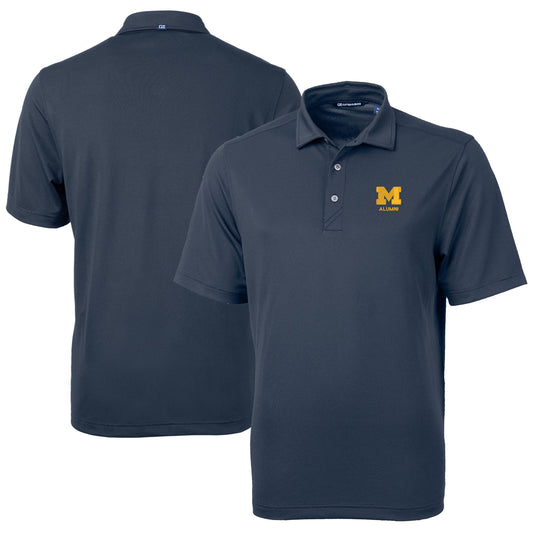 Men's Cutter & Buck  Navy Michigan Wolverines Alumni Logo Virtue Eco Pique Recycled Polo