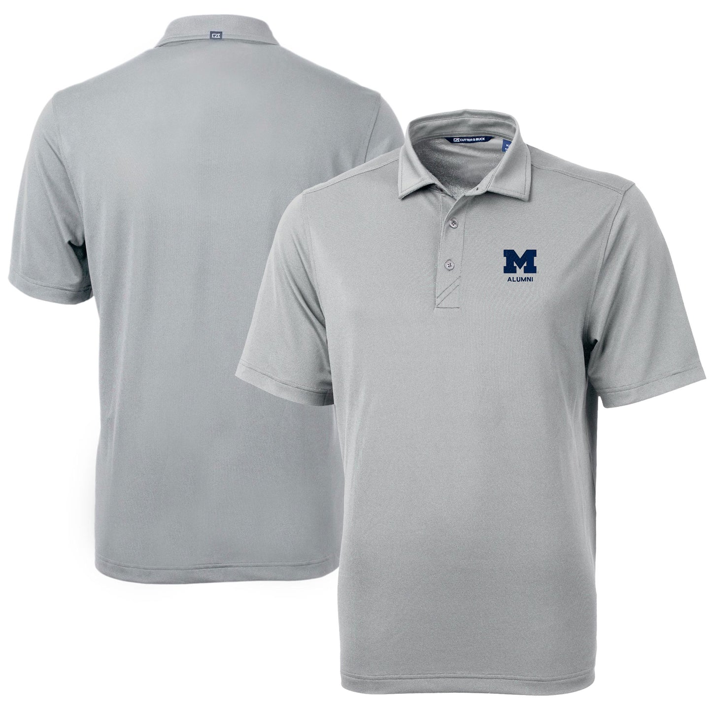 Men's Cutter & Buck  Gray Michigan Wolverines Alumni Logo Virtue Eco Pique Recycled Polo