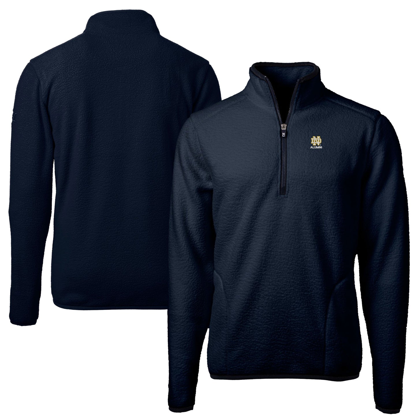 Men's Cutter & Buck  Navy Notre Dame Fighting Irish Alumni Logo Cascade Eco Sherpa Fleece Quarter-Zip Pullover Jacket