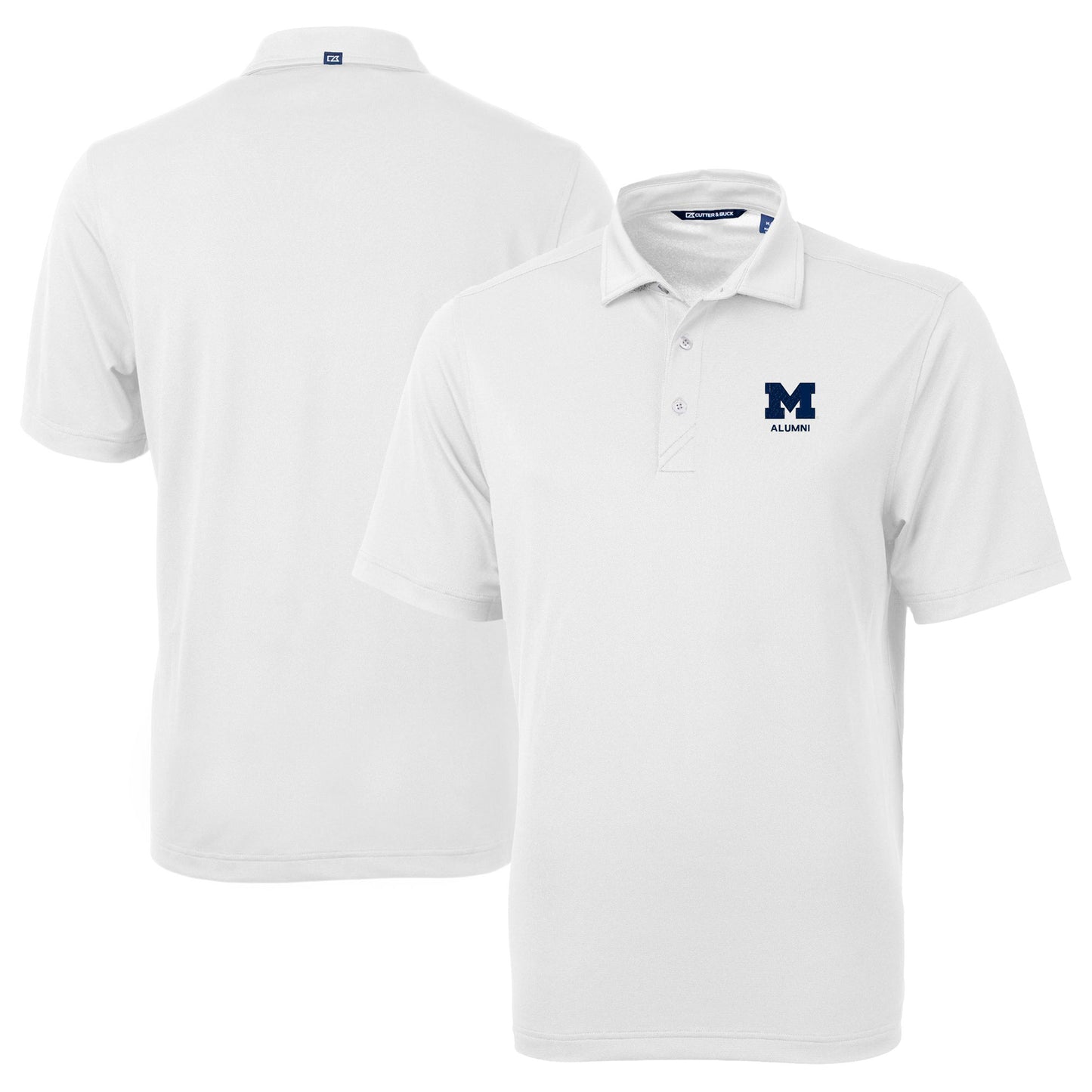 Men's Cutter & Buck  White Michigan Wolverines Alumni Logo Virtue Eco Pique Recycled Polo