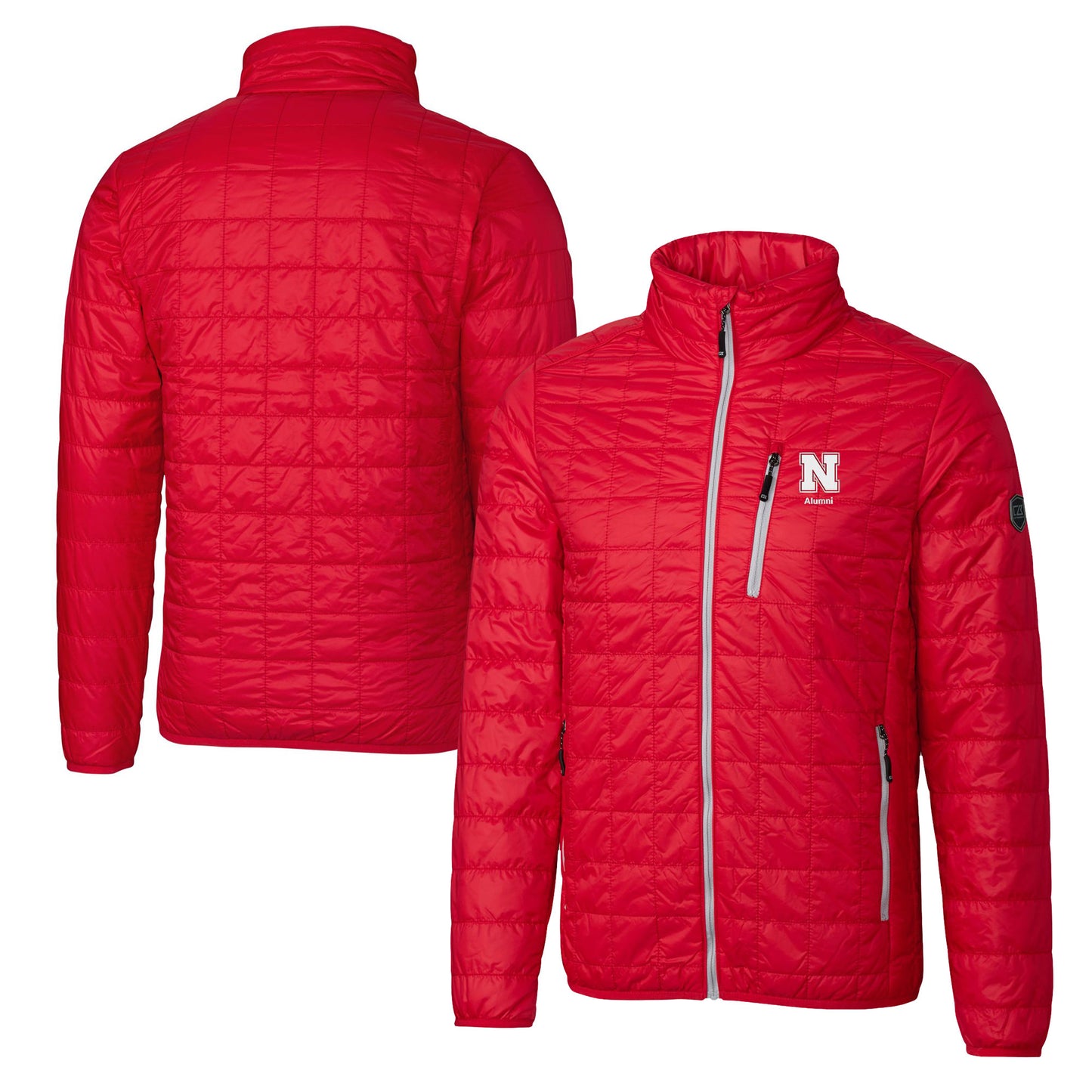 Men's Cutter & Buck  Scarlet Nebraska Huskers Alumni Logo Rainier PrimaLoft Eco Insulated Full-Zip Puffer Vest