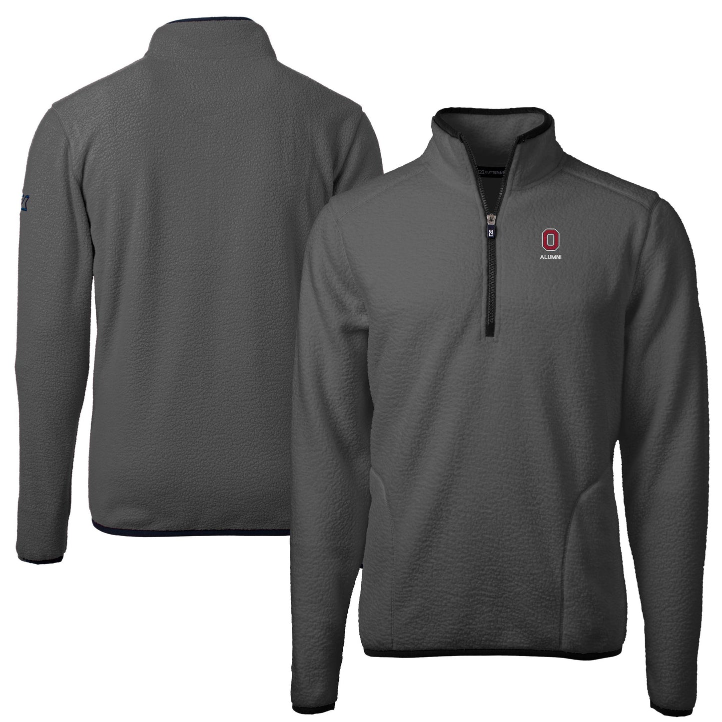 Men's Cutter & Buck  Gray Ohio State Buckeyes Alumni Logo Cascade Eco Sherpa Fleece Quarter-Zip Pullover Jacket