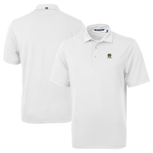 Men's Cutter & Buck  White Notre Dame Fighting Irish Alumni Logo Virtue Eco Pique Recycled Polo