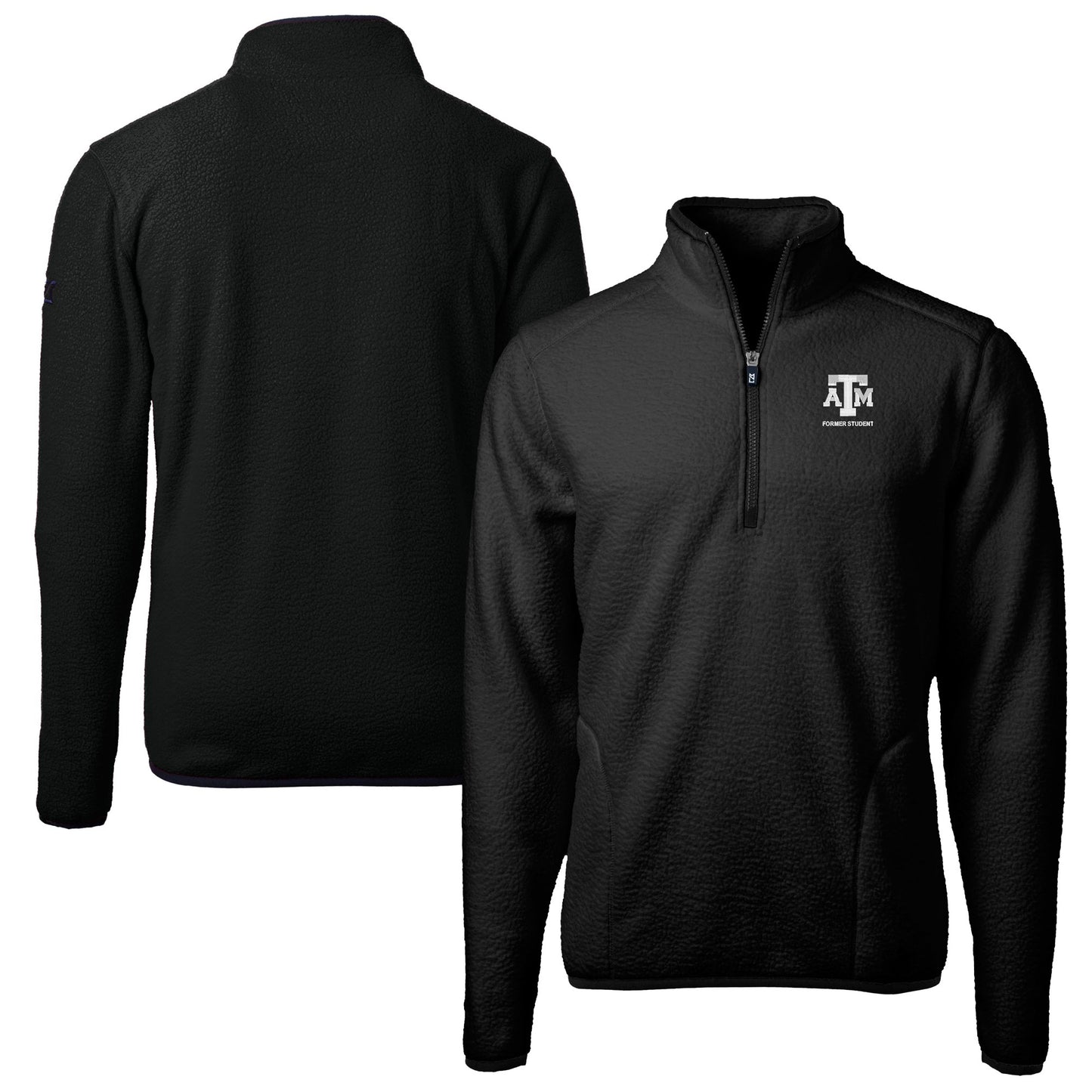 Men's Cutter & Buck  Black Texas A&M Aggies Alumni Logo Cascade Eco Sherpa Fleece Quarter-Zip Pullover Jacket