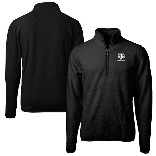 Men's Cutter & Buck  Black Texas A&M Aggies Alumni Logo Cascade Eco Sherpa Fleece Quarter-Zip Pullover Jacket