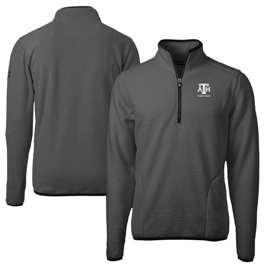 Men's Cutter & Buck  Gray Texas A&M Aggies Alumni Logo Cascade Eco Sherpa Fleece Quarter-Zip Pullover Jacket