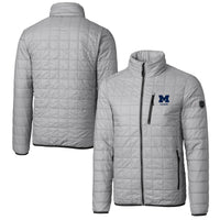 Men's Cutter & Buck  Gray Michigan Wolverines Alumni Logo Rainier PrimaLoft Eco Insulated Full-Zip Puffer Vest