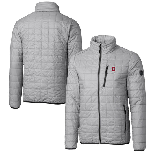 Men's Cutter & Buck  Gray Ohio State Buckeyes Alumni Logo Rainier PrimaLoft Eco Insulated Full-Zip Puffer Vest