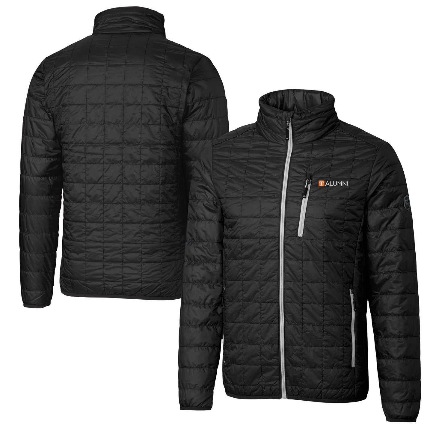 Men's Cutter & Buck  Black Tennessee Volunteers Alumni Logo Rainier PrimaLoft Eco Insulated Full-Zip Puffer Vest