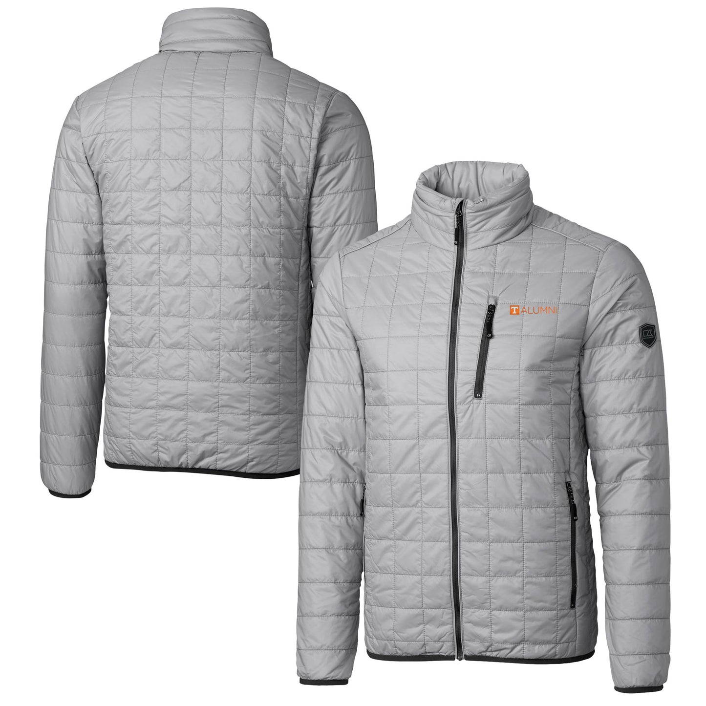Men's Cutter & Buck  Gray Tennessee Volunteers Alumni Logo Rainier PrimaLoft Eco Insulated Full-Zip Puffer Vest