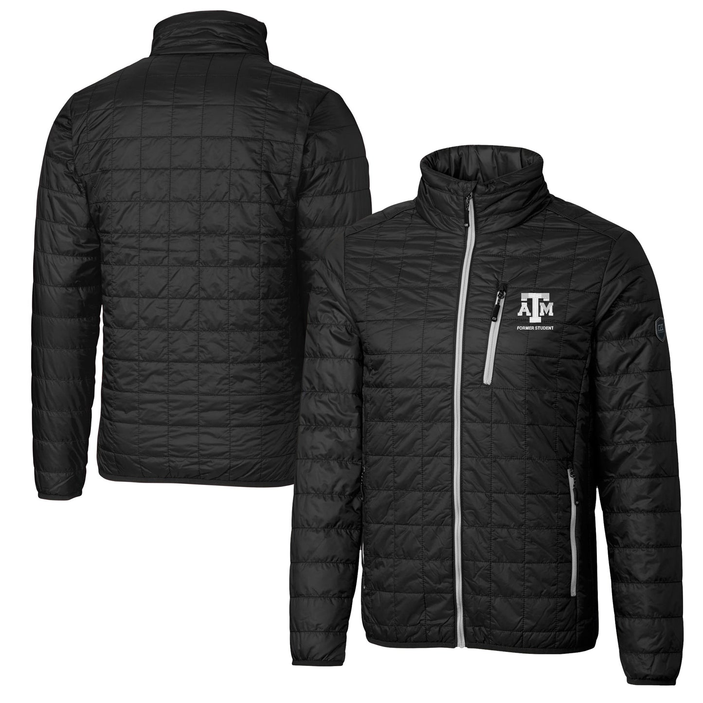 Men's Cutter & Buck  Black Texas A&M Aggies Alumni Logo Rainier PrimaLoft Eco Insulated Full-Zip Puffer Vest