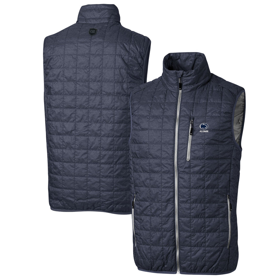 Men's Cutter & Buck  Anthracite Penn State Nittany Lions Alumni Logo Rainier PrimaLoft Eco Insulated Full-Zip Puffer Vest