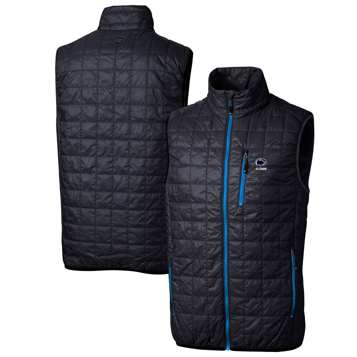Men's Cutter & Buck  Navy Penn State Nittany Lions Alumni Logo Rainier PrimaLoft Eco Insulated Full-Zip Puffer Vest