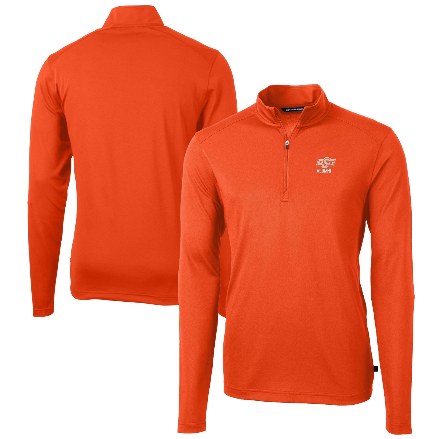 Men's Cutter & Buck  Orange Oklahoma State Cowboys Alumni Logo Virtue Eco Pique Recycled Quarter-Zip Pullover Top