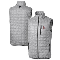 Men's Cutter & Buck  Gray Oklahoma Sooners Alumni Logo Rainier PrimaLoft Eco Insulated Full-Zip Puffer Vest