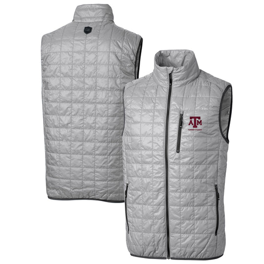 Men's Cutter & Buck  Gray Texas A&M Aggies Alumni Logo Rainier PrimaLoft Eco Insulated Full-Zip Puffer Vest