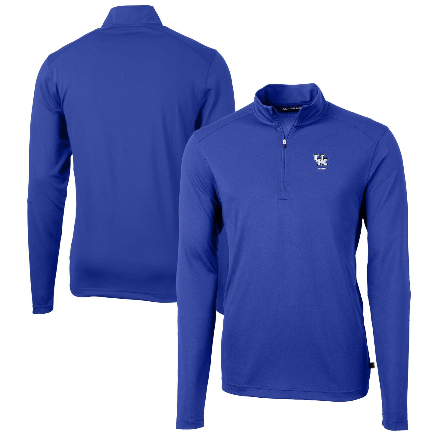 Men's Cutter & Buck  Royal Kentucky Wildcats Alumni Logo Virtue Eco Pique Recycled Quarter-Zip Pullover Top