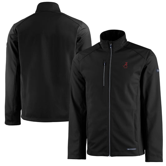 Men's Cutter & Buck  Black Alabama Crimson Tide Alumni Logo Evoke Eco Softshell Recycled Full-Zip Jacket