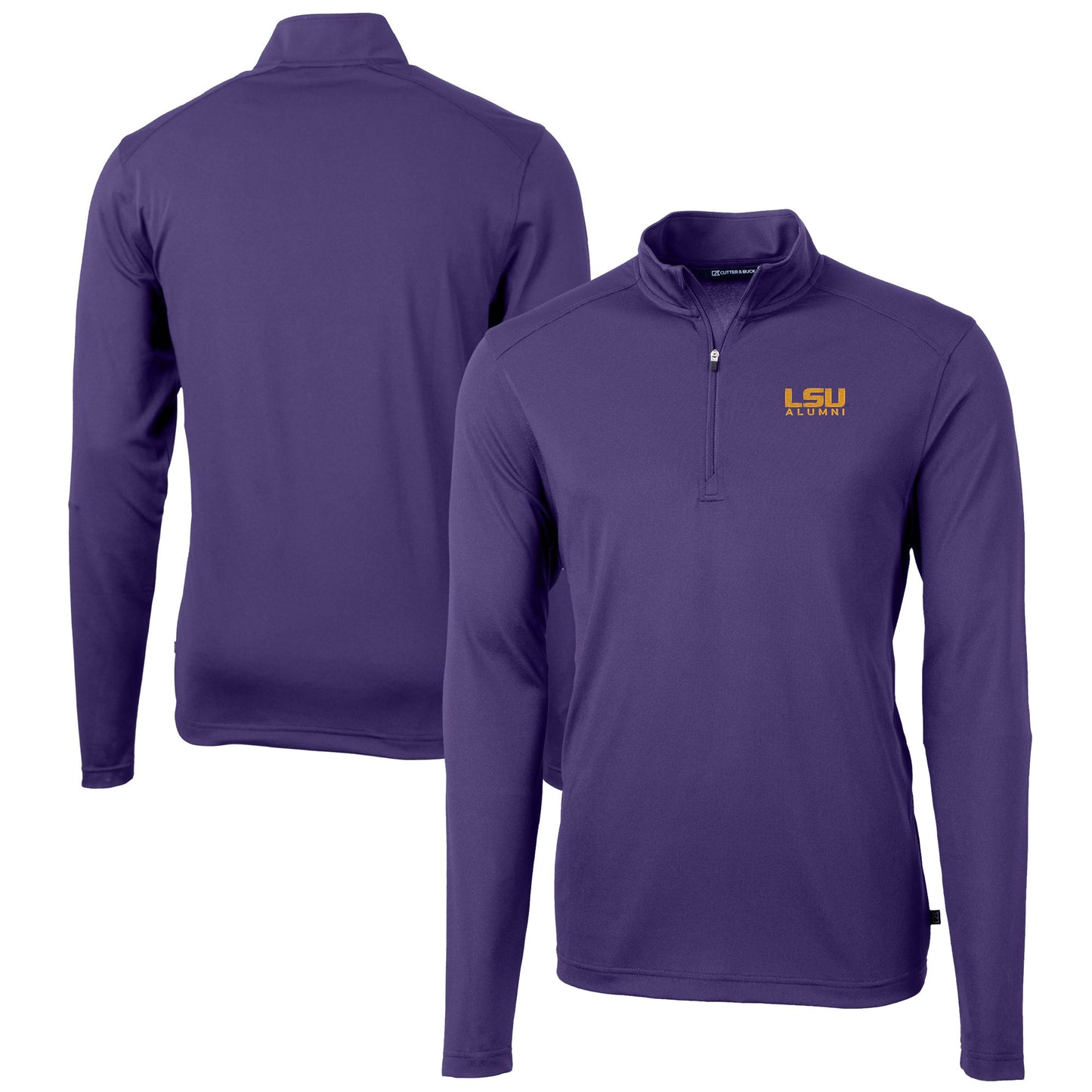 Men's Cutter & Buck  Purple LSU Tigers Alumni Logo Virtue Eco Pique Recycled Quarter-Zip Pullover Top
