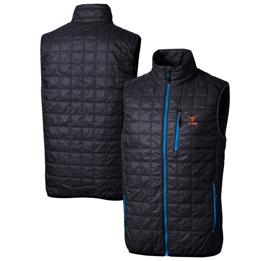 Men's Cutter & Buck  Navy Texas Longhorns Alumni Logo Rainier PrimaLoft Eco Insulated Full-Zip Puffer Vest