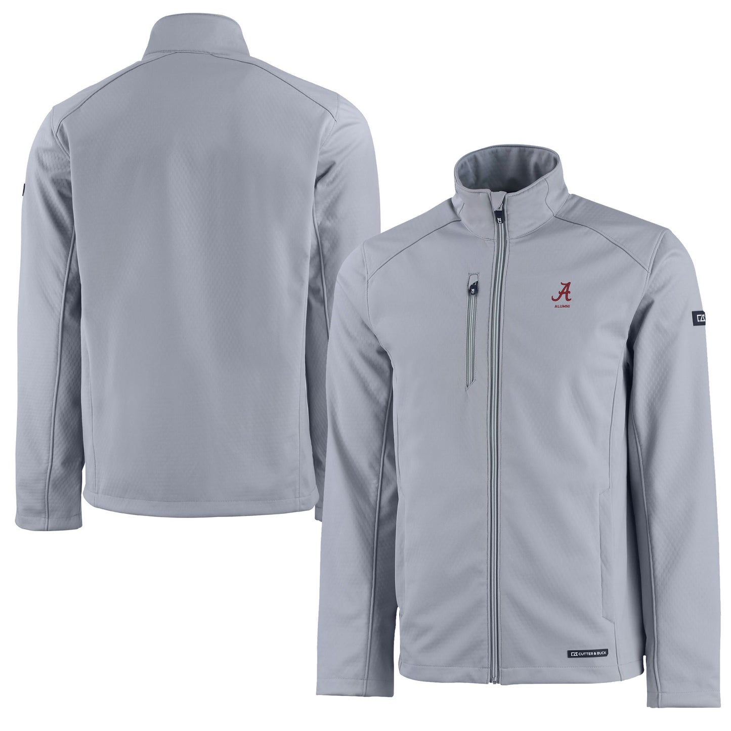 Men's Cutter & Buck  Gray Alabama Crimson Tide Alumni Logo Evoke Eco Softshell Recycled Full-Zip Jacket