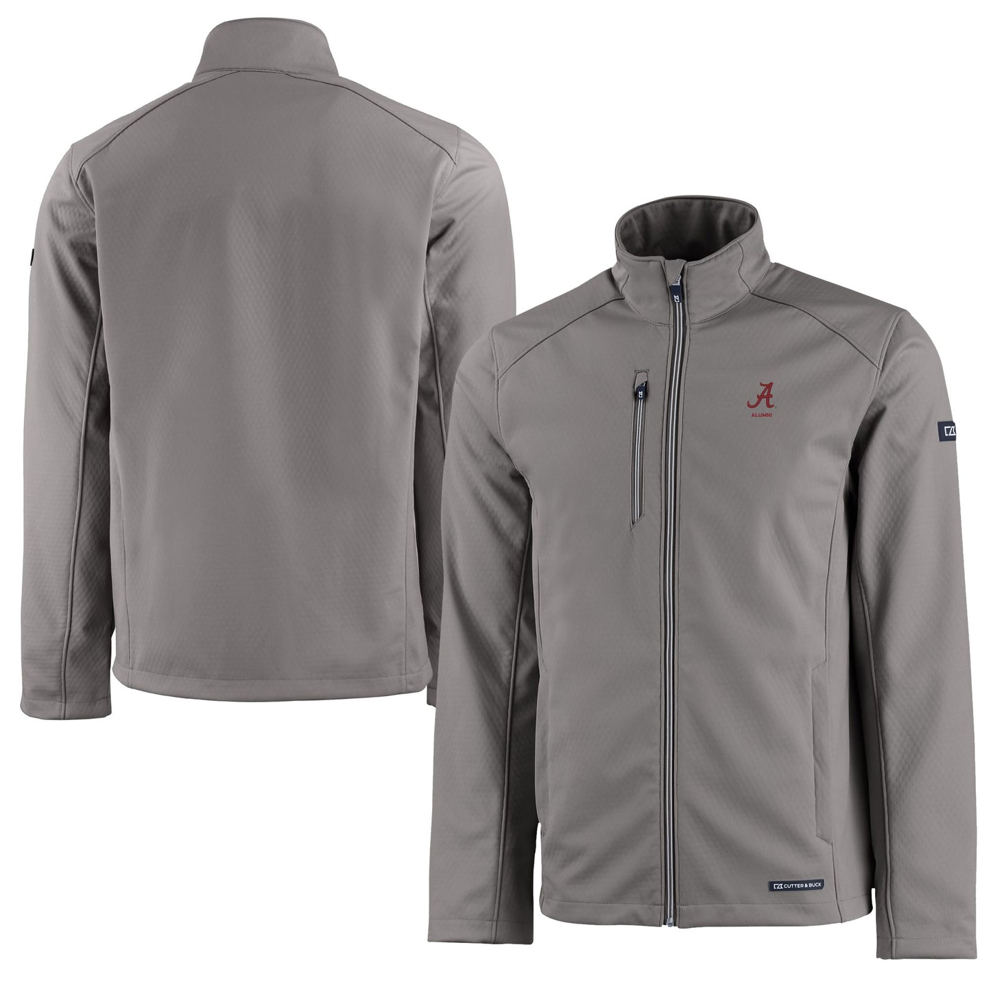 Men's Cutter & Buck  Gray Alabama Crimson Tide Alumni Logo Evoke Eco Softshell Recycled Full-Zip Jacket