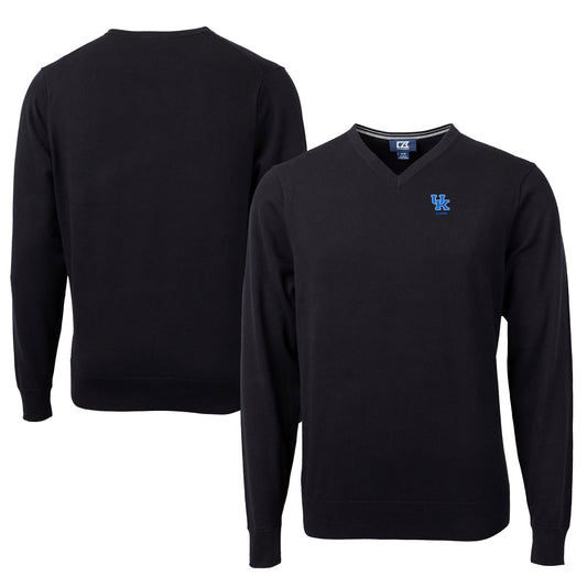 Men's Cutter & Buck  Black Kentucky Wildcats Alumni Logo Lakemont Tri-Blend V-Neck Pullover Sweater