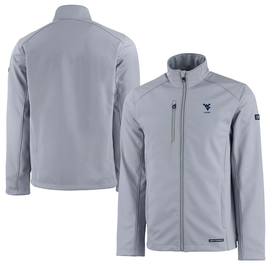 Men's Cutter & Buck  Gray West Virginia Mountaineers Alumni Logo Evoke Eco Softshell Recycled Full-Zip Jacket