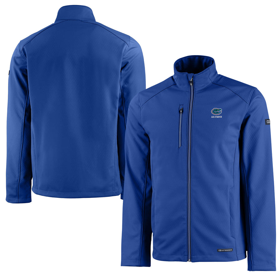 Men's Cutter & Buck  Royal Florida Gators Alumni Logo Evoke Eco Softshell Recycled Full-Zip Jacket