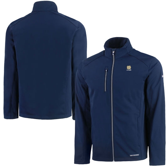 Men's Cutter & Buck  Navy Notre Dame Fighting Irish Alumni Logo Evoke Eco Softshell Recycled Full-Zip Jacket