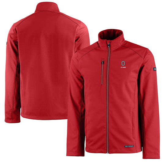 Men's Cutter & Buck  Red Ohio State Buckeyes Alumni Logo Evoke Eco Softshell Recycled Full-Zip Jacket