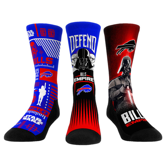 Rock Em Socks Stormtrooper & Darth Vader Buffalo Bills Three-Pack Star Wars Crew Socks Set