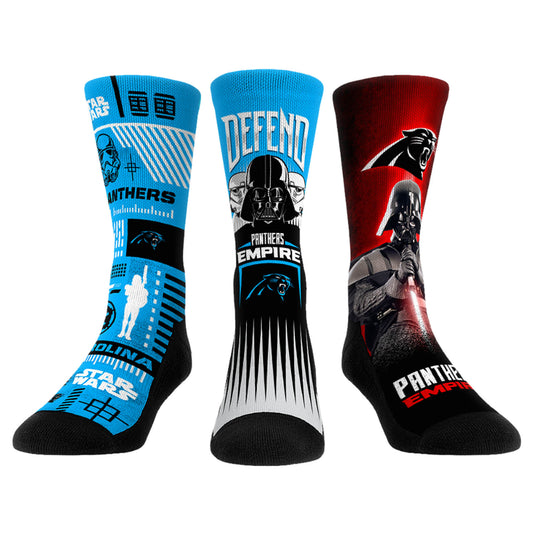 Rock Em Socks Stormtrooper & Darth Vader Carolina Panthers Three-Pack Star Wars Crew Socks Set