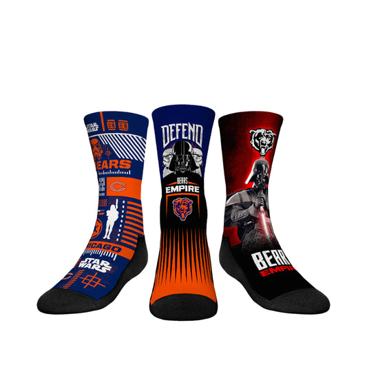 Youth Rock Em Socks Stormtrooper & Darth Vader Chicago Bears Three-Pack Star Wars Crew Socks Set